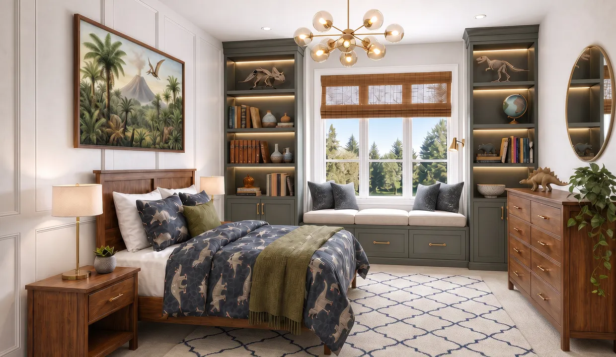 Mid-range dinosaur-themed bedroom redecoration